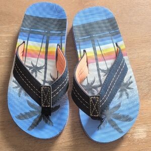 Colorful Beach Flip Flops with Palm Tree Design